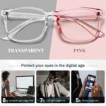 livho 2 Pack Blue Light Blocking Glasses, Computer Reading/Gaming/TV/Phones Glasses for Women Men,Anti Eyestrain & UV Glare (Clear+Clear Pink)