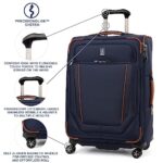 Travelpro Crew Versapack Softside Expandable 8 Spinner Wheel Luggage, USB Port, Men and Women, Patriot Blue, Checked Medium 25-Inch