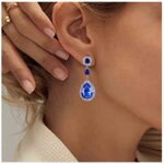 Yheakne Vintage Sapphire Crystal Drop Earrings Waterdrop Sapphire Earrings Silver Teardrop Blue Rhinestone Earrings Blue Cz Bridal Earrings Jewelry for Women and Girls