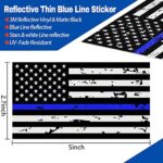3 Pack Reflective New Tattered Thin Blue Line US Flag Decal Stickers | Compatible with Cars & Trucks, 5″ x 2.7″ American USA Flag Decal Sticker Honoring Police Law Enforcement Vinyl Window Bumper Tape