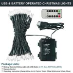 Tcamp Blue Christmas Lights Battery Operated Or USB Charging, 33FT 100 LED Christmas Tree Lights with Remote Timer Memory Function, 8 Modes Fairy String Lights for Christmas Indoor Outdoor Decor