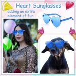 ILHSTY 2 pair Heart Sunglasses for Women Men, Transparent Color Heart Shaped Sunglasses Bachelorette Party Glasses (Light Blue, Light Blue)