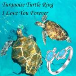 EJALEN 925-Sterling-Silver Opal /Turquoise Sea Turtle/Dolphin/Sea Life Ring – Inspirational I Love You Forever Adjustable Open Nature Ocean Mother Daughter Ring Cute Animal Jewelry Gifts for Women Girls (Blue Opal Ring?No print?)