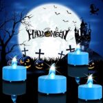 Boakboary Battery Operated Flameless Tea Lights Candles-LED Flickering Votive lamp Long Lasting 200 Hours,24 Pack Realistic and Bright for Seasonal Festive Celebrations Decoration(Blue)