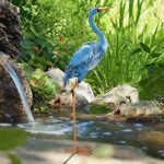 Nacome Large Standing Blue Metal Crane Garden Statue- Indoor/Outdoor Heron Garden Animal Sculpture for Home,Garden,Patio,Backyard,PorchYard Bird Art,Lawn Ornament Decoration,36.6inch Gift