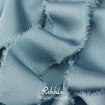 Ribbli Dusty Blue Silk Satin Ribbon 1.5 Inch x 12 Yard Handmade Frayed Chiffon Ribbon with Wooden Spool Dusty Blue Ribbon for Gift Wrapping Wedding Invitations Bridal Bouquets Home Decor