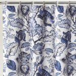 Lush Decor, Blue Cynthia Jacobean Shower Curtain-Fabric Floral Print Design,72 x 72