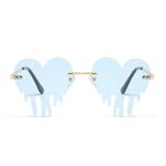 ENTHYI Dripping Heart Sunglasses for Men/Women Melting Rimless Irregular Party Sun Glasses Metal Prom Colorful Eye Glasses(blue)