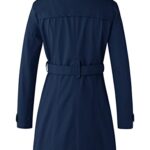 wantdo Women’s Double Breasted Trench Jacket Belted Long Overcoat Navy Large