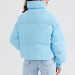 Orolay Womens Winter Oversized Short Down Jacket Crop Zip Puffer Coat Blue L