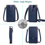 Peacocktion Small Crossbody Cell Phone Purse for Women, Lightweight Mini Shoulder Bag Wallet with Credit Card Slots (Navy Blue)