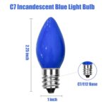 SUNSGNE C7 Blue Christmas Incandescent Light Bulbs, 5 Watt E12 Candelabra Base – Great for Patio, Night Lights, Chandelier Light Bulbs, Candelabra Bulbs, Christmas Decoration, Pack of 25