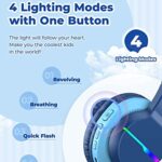 iClever BTH12 Kids Bluetooth Headphones,Colorful LED Lights Wireless Headphones,74/85/94dB Volume Limited,55H Playtime,Bluetooth 5.2,Over Ear Headphones Built-in Mic for iPad/Tablet/Airplane,Blue