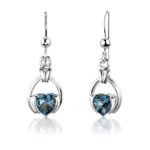 PEORA London Blue Topaz Heart Earrings Pendant Necklace Jewelry Set for Women 925 Sterling Silver, Natural Gemstone Birthstone, 2.25 Carats total Heart Shape, with 18 inch Italian Chain