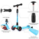 Allek Kick Scooter B02, Lean ‘N Glide Scooter with Extra Wide PU Light-Up Wheels and 4 Adjustable Heights for Children from 3-12yrs (Aqua Blue)