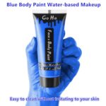 Go Ho Blue Face Body Paint Washable(2.37 oz,70 ml),Water Based Cream Royal Blue Face Paint,Smurf Mystique Avatar Joker Makeup,Dark Blue Body Paint for SFX Cosplay Costumes Festivals Halloween Makeup