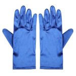 Xuhan Short Opera Costume Dress Satin Gloves for Women Wrist Length (8.66 inches-Blue)