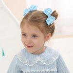 3 Inch Satin Bow for Little Girls – 2 Pcs (Sky Blue)