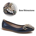 Flats Shoes Women Bow Rhinestone Wedding Ballerina Shoes Comfort Slip on Sparkly Foldable Ballet Flats for Women Blue Size 12