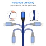 FEEL2NICE iPhone Charger Cable [MFi Certified] ?(3 Pack 6 Foot) Nylon Braided Lightning Cable, iPhone Charging Cord USB Cable Compatible with iPhone 11/Pro/X/Xs Max/XR/8 Plus /7 Plus/6/ iPad ?Blue?