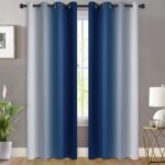 Yakamok Blue and Greyish White Ombre Curtains, Room Darkening Gradient Color Curtains for Bedroom, Light Blocking Thermal Insulated Window Drapes for Living Room(2 Panels, 52×84 Inch)