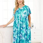 Mumu Dress Nightgown for Grandma Lounge Short Sleeve Muumuu Cotton House Coats Plus Size Women Patio Dress Mandalas Moomoo Dress