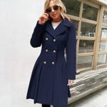 GRACE KARIN Lapel Double-Breast A Line Dark Blue Trench Coat Fall Jackets for Women 2XL