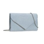 CHARMING TAILOR Faux Suede Clutch Bag Elegant Woman Evening Purse for Wedding/Prom/Black-Tie Events (Light Blue)