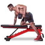 DERACY Adjustable Weight Bench for Full Body Workout, Incline and Decline Weight Bench for Indoor Workout, Home Gym (Red)