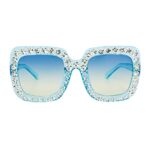 Xpectrum Extra Large Squared Elton Crystal Sunglasses Bling Rhinestone Concert Glasses (Clear Blue, 70)
