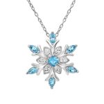 Amanda Rose Collection Sterling Silver Snowflake Pendant Necklace with SWAROVKSI Crystals (Blue and White)