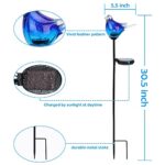 Afirst Solar Bluebird Garden Stake Lights – Hand Blown Glass Decorative Garden Pathway Lights Outdoor Waterproof Bird Glass Stakes