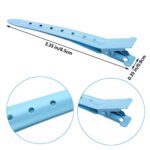 24 Packs Duck Bill Clips, Bantoye 3.35 Inches Rustproof Metal Alligator Curl Clips with Holes for Hair Styling, Hair Coloring, Blue