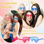 ILHSTY 2 pair Heart Sunglasses for Women Men, Bachelorette Party Glasses, Transparent Candy Color Heart Shaped Sunglasses… (Rose, Light Blue)