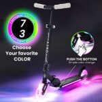 Aero 2 Wheel Kick Scooter for Kids Ages 5-8 or 6-12 with Dynamic RGB Lights, Foldable and Height Adjustable, Scooters for Boys and Girls 6 Years and up with Glowing Deck and Light up Clear Wheels