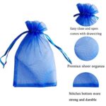 Pimuza Pack of 100 5×7 inch Gift Wrap Bags Royal Blue, Organza Sheer Fabric Sturdy Material, Drawstring Organizer for Baby Shower Favor, Celebration, Church, Rose Petals, Cosmetic, Ring, Earring,Watch