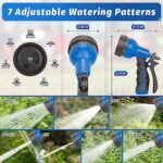 AUTOMAN-Garden-Hose-Nozzle,ABS Water Spray Nozzle with Heavy Duty 7 Adjustable Watering Patterns,Slip Resistant for Watering Plants,Lawn& Garden,Washing Cars,Cleaning,Showering Pets – Blue