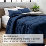 Bare Home Extra Long Comforter – Reversible Colors – Goose Down Alternative – Ultra-Soft – Premium 1800 Series – All Season Warmth – Bedding Comforter (Twin/Twin XL, Dark Blue/Grey)