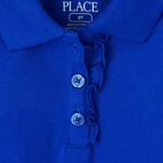 The Children’s Place Baby Girls and Toddler Girls Long Sleeve Ruffle Pique Polo, Renew Blue, 4T