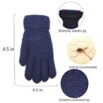 Women’s Winter Warm Touch Screen Gloves Womens Thermal Navy Blue Cable Knit Wool Fleece Lined Touchscreen Texting Mittens for Cold Weather
