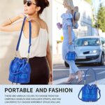 JQAliMOVV The Bucket Bags for Women, Mini Leathe Bucket Bag Purses Drawstring Closure Crossbody Handbags Hobo Bag (Navy Blue)