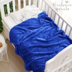 Exclusivo Mezcla Plush Baby Blanket, Soft and Warm Swaddle Blanket, Infant, Newborn, Toddler Receiving Fleece Blankets for Crib Stroller (30×40 inches, Cobalt Blue)