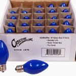 Box of 25 Light Bulbs -C7, Steady Burning – Opaque Blue – 7 Watt – Candelabra Base -Great for Night Lights, Decorative Lights and Christmas Strings
