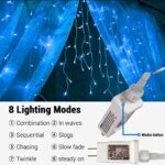 Lomotech Christmas Icicle Lights, 400 LED 80 Drops 39.4Ft 8 Modes Waterproof Christmas Lights Connectable with Timer for Holiday, Wedding Party, Eaves, Christmas Decorations (Blue)
