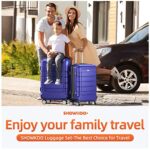 SHOWKOO Luggage Sets Expandable PC+ABS Durable Suitcase Sets Double Wheels TSA Lock 4 Piece Luggage Set Royal Blue