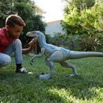 Mattel Jurassic World Large Dinosaur Toy, Super Colossal Velociraptor Blue Action Figure 3.5 Feet Long with Eating Feature, Toy for Kids (Amazon Exclusive)