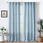 jinchan Blue Curtains for Living Room Bedroom Linen Textured Curtains 96 Inches Long Farmhouse Curtains Casual Weave Back Tab Drapes Light Filtering Window Curtains 2 Panels Heathered Blue