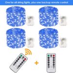 4-Pack 33FT 100 LED Fairy Lights Battery Operated with Remote & Timer, Fairy Christmas String Lights for Bedroom Decor, Waterproof 8 Modes Twinkle Lights for Room Garden Party Wedding (Blue)