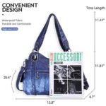 Angel Barcelo Roomy Fashion Hobo Womens Handbags Ladies Purse Satchel Shoulder Bags Tote Washed Leather Bag (Blue)