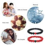 MengPa Mens Beaded Bracelets Couples Matching Bracelet Set Lava Rock Beads for Women Stone Jewelry (Howlite-Red) US4163B